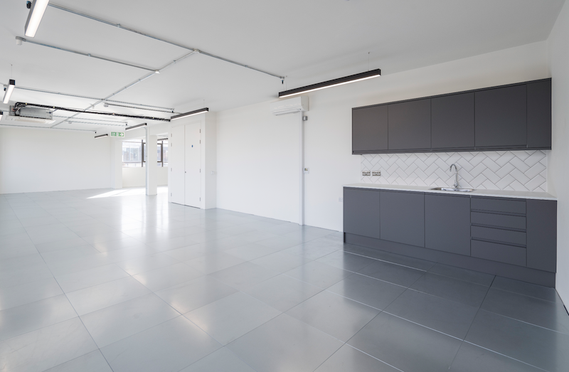 91 Goswell Road office space and kitchen